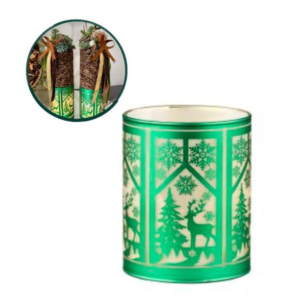 Glas med julemotiv &amp; lys