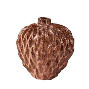 Rund vase med reliefmnster